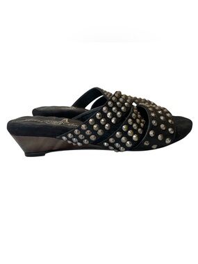 JOAN BOYCE Black Studded Strappy Slide Sandals Shoes - Size 6